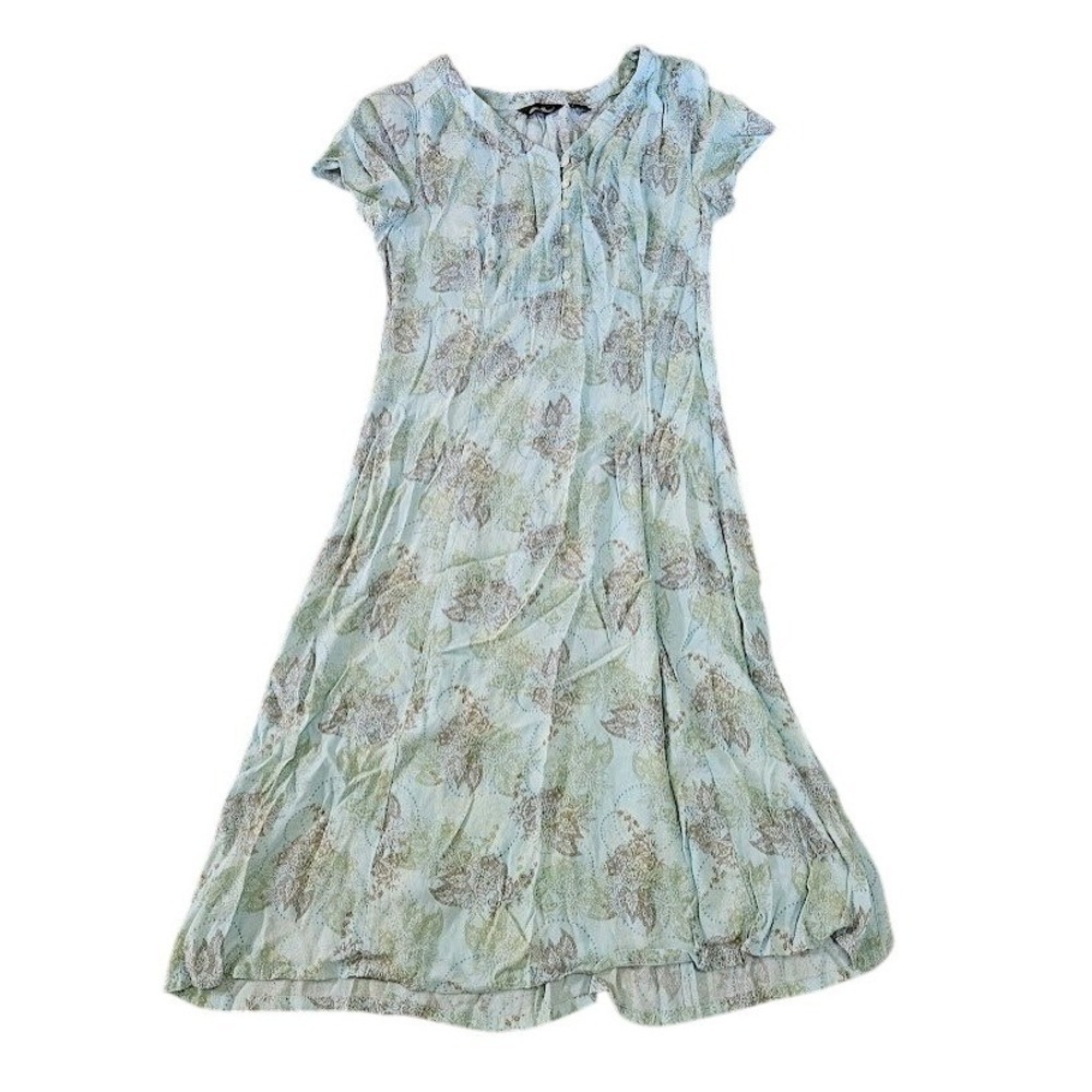 Eddie Bauer Vintage Floral Maxi Dress Women Large Cottagecore Green Blue Boho